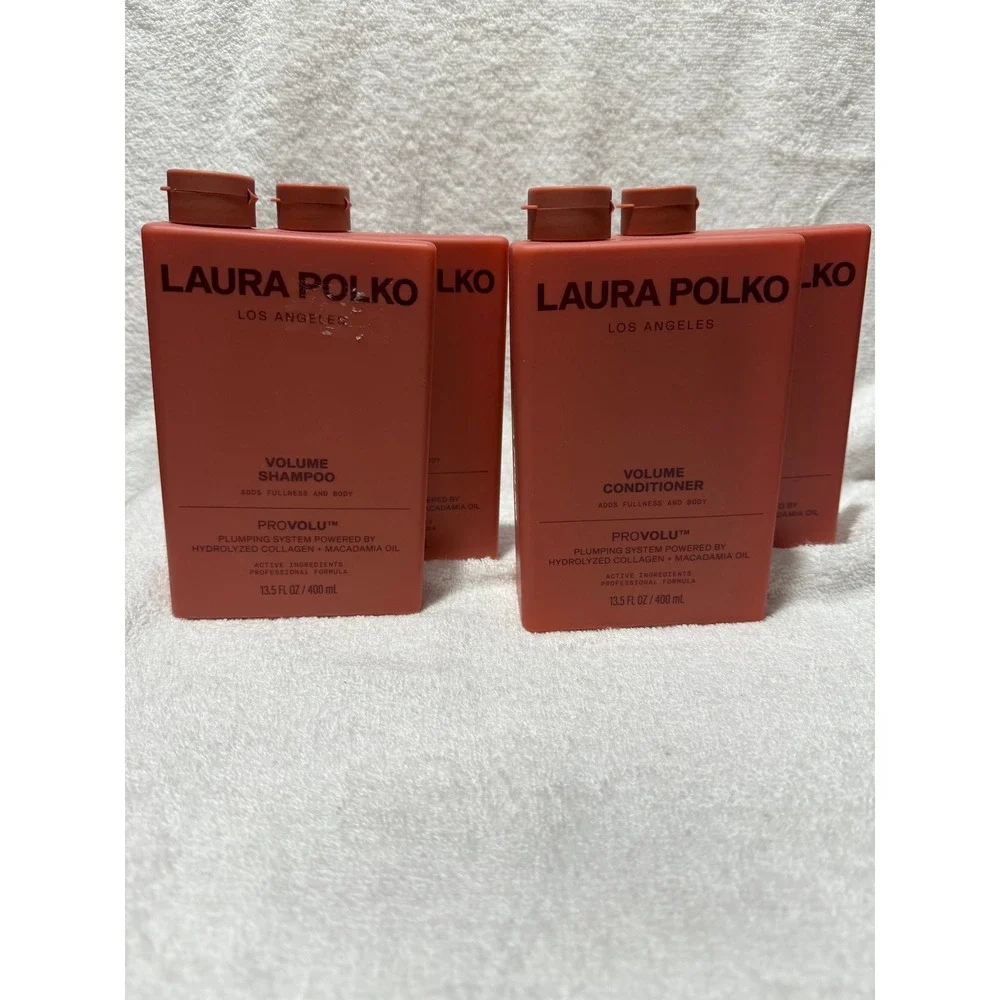 Laura Polko Volume Shampoo and Conditioner Set Bottles 13.5oz Collagen Macadamia